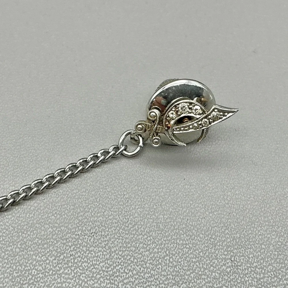 Vintage Masonic Shriner Scimitar Crescent Tie Tack Silver Tone Men's Lapel Pin